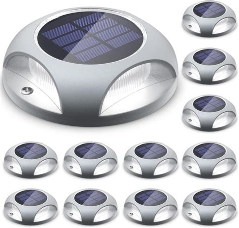 SIEDiNLAR Solar Deck Lights Outdoor LED Driveway Markers Dock Light ...