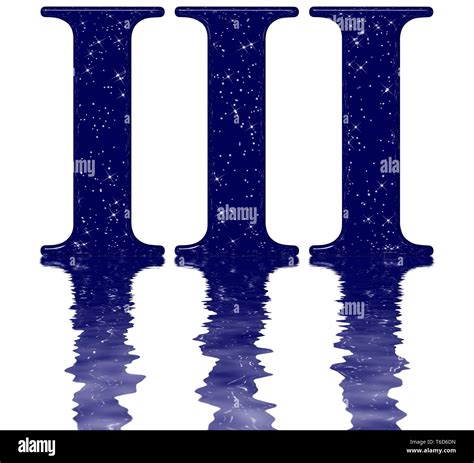 Roman numeral 3, three, star sky texture imitation, reflected on the ...