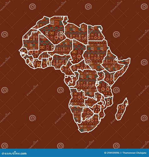 Political Map of Africa with Country Borders and Ethnic Motifs Pattern Stock Illustration ...