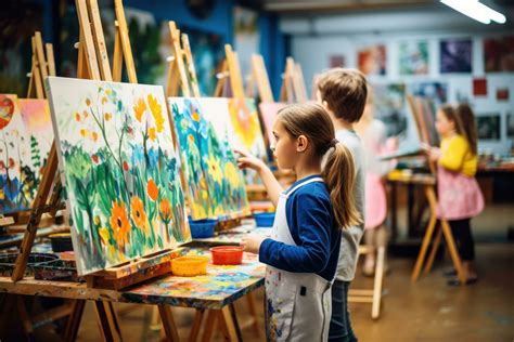 Children painting on easels in art class 30563575 Stock Photo at Vecteezy