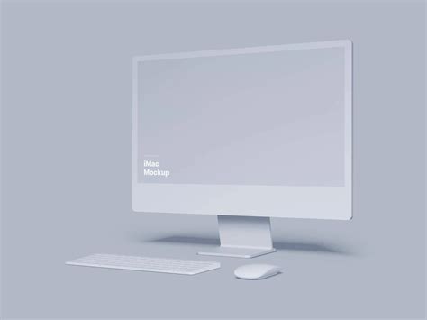 iMac Clay Mockup with Keyboard and Mouse Front Setup | by LS.GRAPHICS