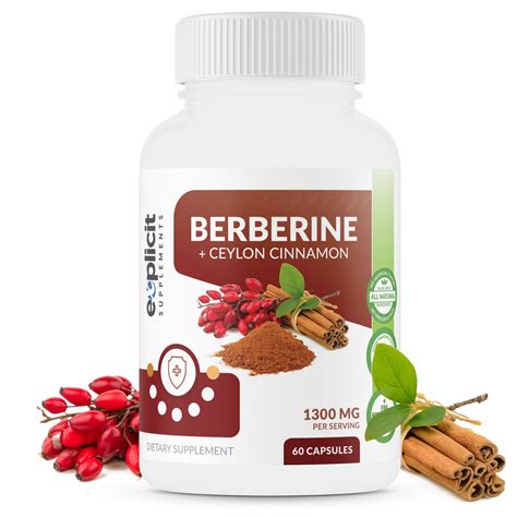 Premium Berberine & Ceylon Cinnamon Supplement, 180 Capsules ...