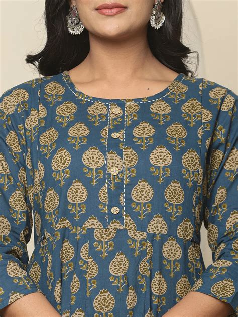 Blue Pure Cotton Maternity Kurta Set With Dupatta – Yufta Store