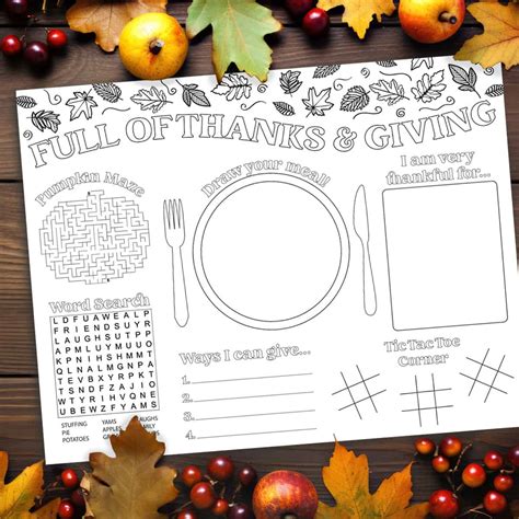 Printable Thanksgiving Activity Placemats | Fanny Printable