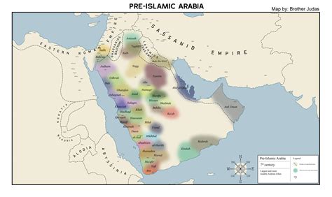 Approximate map of Arab tribes in pre-Islamic Levant and Arabia. They were mostly polytheistic ...