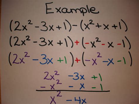 Image result for Subtracting Polynomials Examples