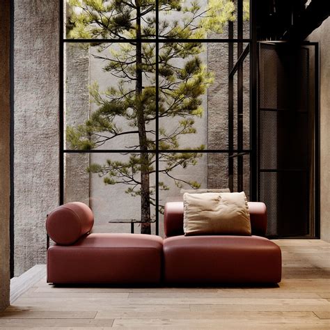 Contemporary Modular System, Black Steel / Water Repellent Velvet For ...