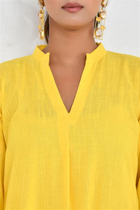 Yellow Lotus Embroidery Shirt Dress – thesaffronsaga