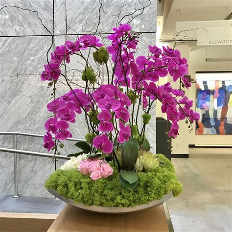 Pink orchid floral arrangement. Pink Orchids Centerpiece, Spring Flower ...