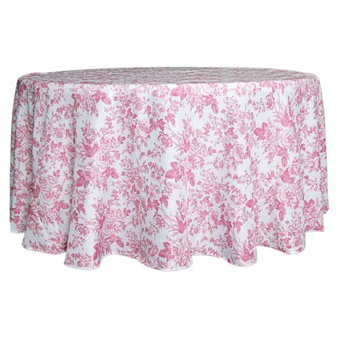 French Toile 132" Round Tablecloth - Pink - CV Linens™