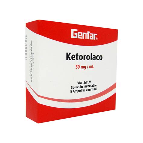 Ketorolaco 30 Mg Genfar I.V. / I.M. Ampolla X 2 Ml - Droguería Alameda Sur