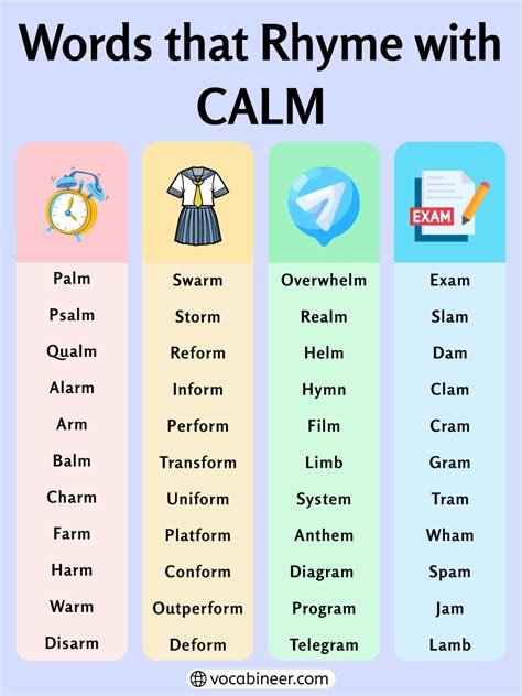 Lovely Rhymes with Calm: 693 Beautiful Words Collection