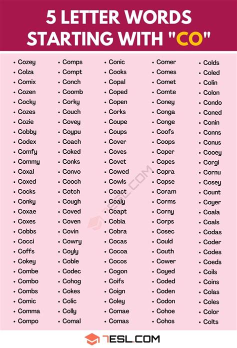5 Letter Words Starting with CO (215+ Words in English) • 7ESL