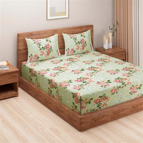 Buy SWAYAM Floral Reverie Pastel Garden 160TC Cotton Queen Bedsheet Set ...