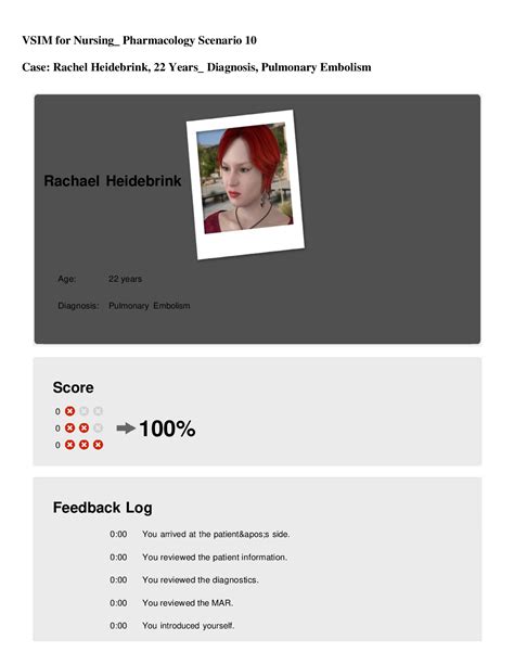 VSim for Nursing_ Pharmacology Scenario 10, Case (Rachel Heidebrink, 22 Years_ Diagnosis ...