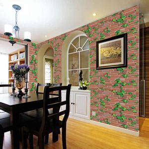 Jaamso royals Brick with Green Leaf self adhesive wallpaper – JAAMSO ROYALS