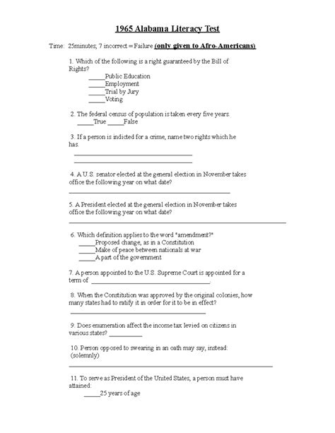 Voting Literacy Tests Examples 的图像结果