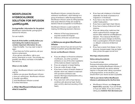 Moxifloxacin h cl 400mg per 250ml solution for infusion pil, taj pharmaceuticals. | DOCX