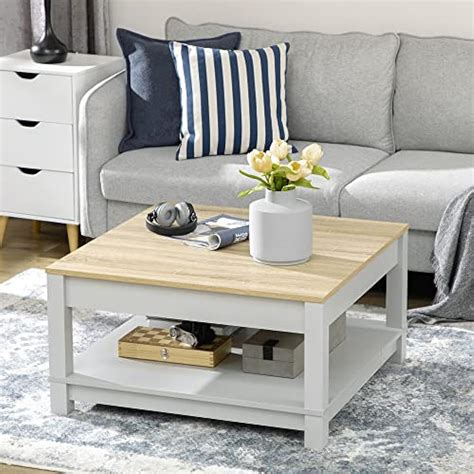 HOMCOM Coffee Table with Storage Shelf, Square | Ubuy India