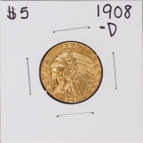 1908-D $5 Indian Head Half Eagle Gold Coin