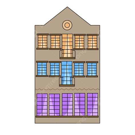 Un Edificio Antiguo De Tres Pisos En Un Estilo De Dibujos Animados Con ...