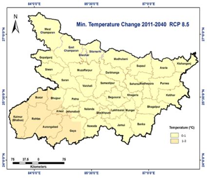 Figure 9: Minimum Temperature (Tmin) Projected under RCP 8.5 during ...