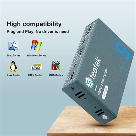 Buy Steetek USB 2.0 KVM Switch 2 Port Box, UHD 4K@60Hz, USB HDMI KVM ...