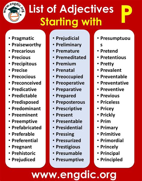 Positive and Negative Adjectives Starting with P