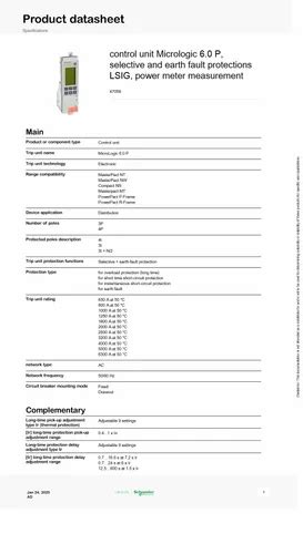 Schneider MicroLogic Control Unit - 47059 Schneider MicroLogic Control ...