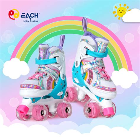 EACH Adjustable Sizes Boy Girl Roller Skates Popular 4-Wheel Children ...