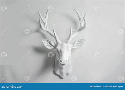 A Taxidermied White Deer Head Mounted on a Wall, Perfect for Hunting ...