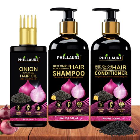 Phillauri Red Onion Black Seed Shampoo, Hair Oil, Conditioner