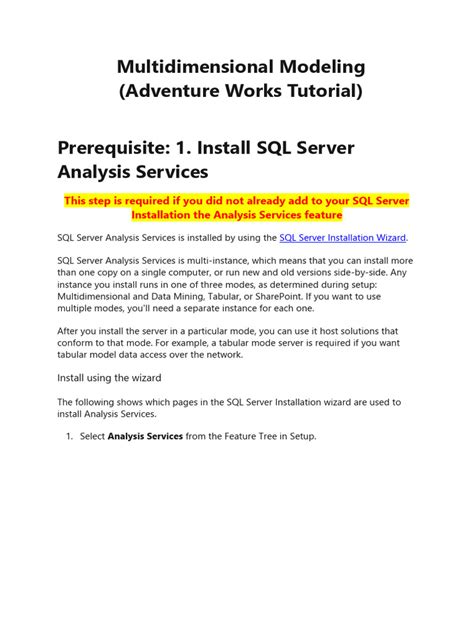 Tutoriel 4 - Multidimensional Modeling-Install SSAS - Deploy Cube and Generate PowerBI Report | PDF