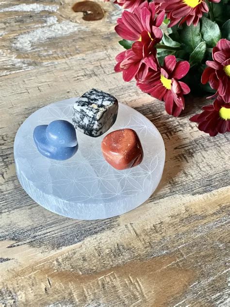 Selenite Charging Plate 4" – Om & Flower of Life Design – BTS