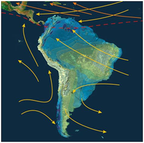 ESA - Precipitation and prevailing winds in Latin America, June to August