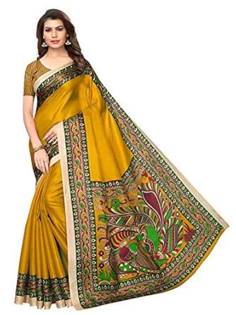 Buy Urban India Mustard Khadi Silk Saree at Amazon.in