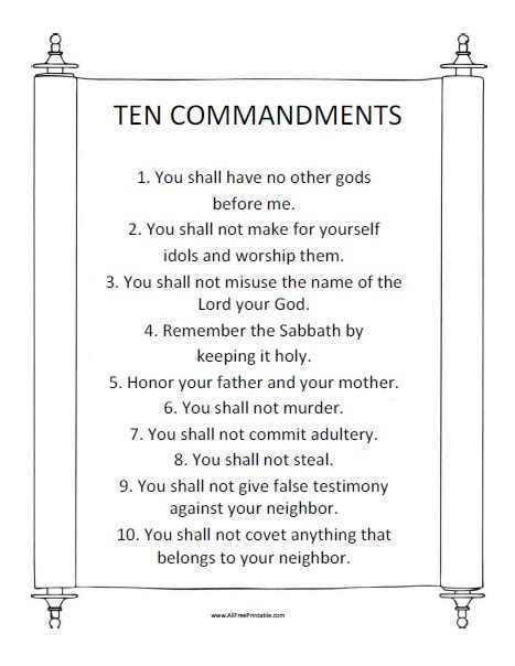 10 Commandments Free Printable