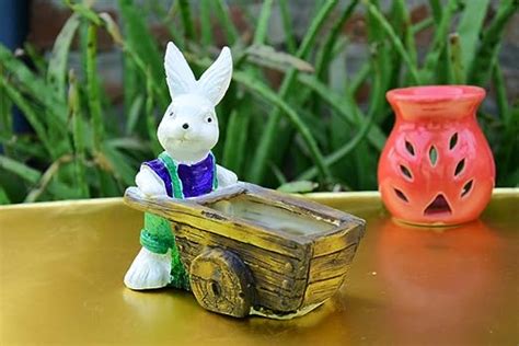 sim sim Indoor Home Decorative Rabbit Planter with Trolley Decorative ...