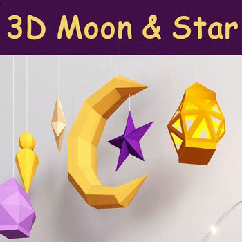 Hanging full Moon & Star, RAMADAN school decoration net, papercrafts ...
