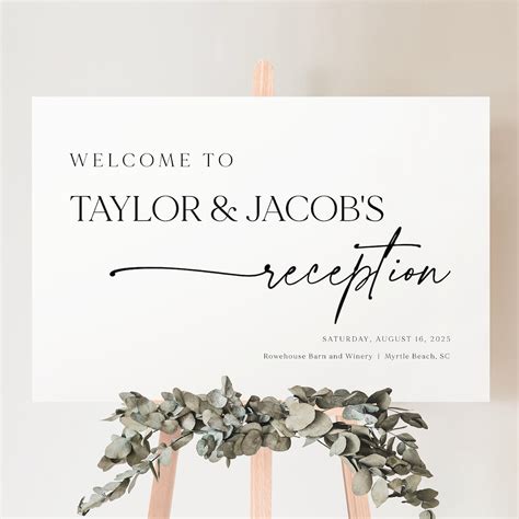 Reception Welcome Sign Template, Modern & Classic, Editable, Welcome to ...