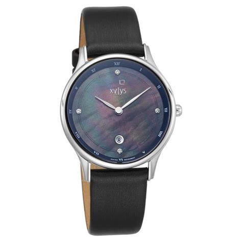 Buy Online Xylys Swiss Analog with Date Black Leather Strap Mother of ...