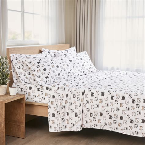 Comfort Spaces Queen Size Cotton Flannel Sheet Set, 4-Piece Deep Pocket ...