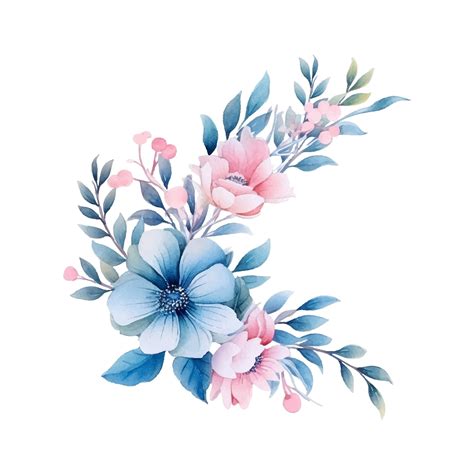 Premium Vector | Pink and blue flower arrangement watercolor illustration