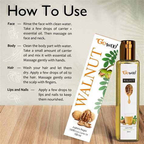 Buy GO WOO 100% PURE WALNUT CARRIER OIL COLD PRESSED 100 ML Online ...