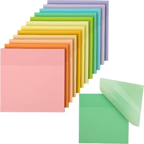 EIKODO-- Transparent Sticky Notes, 3"x3", 12 Pads, 600 Sheets, Macron ...