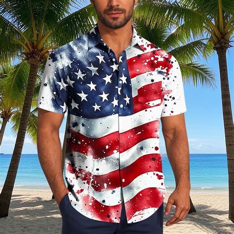 WAENQINLA 4th of July Shirts for Men American Flag USA Flag Hawaiian ...
