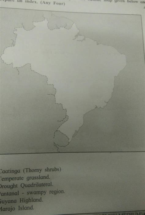 1) Caatinga (Thomy shrubs)2) Temperate grassland.3) Drought ...