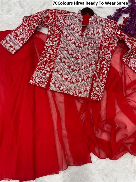 70Red Hirva Ready To Wear Saree – Heriska