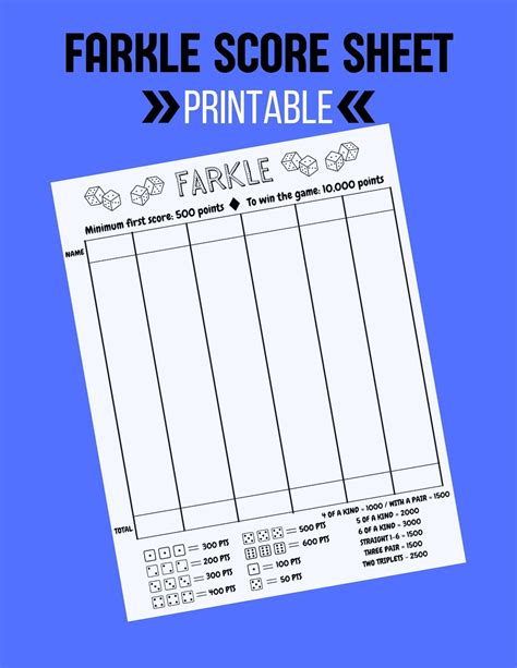 Farkle Score Sheet - Etsy
