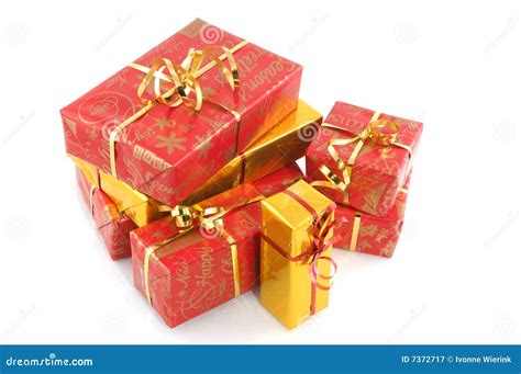 Red christmas presents stock image. Image of stacked, wrapped - 7372717